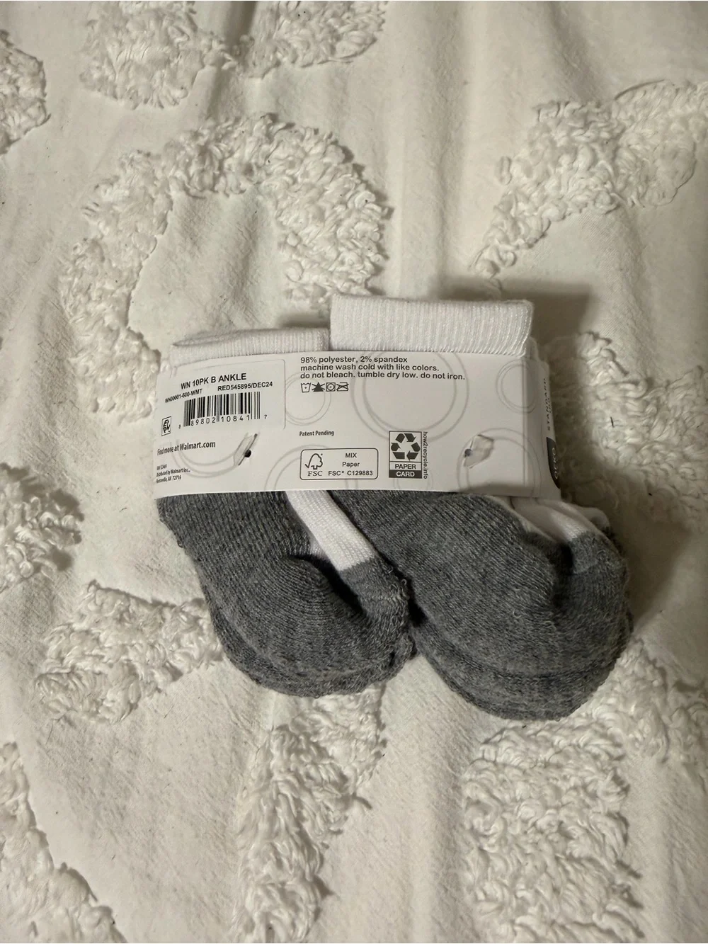 5 FOR $10 BABY BUNDLE - Wonder Nation Infant Ankle Socks - Gray & White 10 Pair